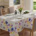 XCHI Watercolor Colorful Wildflowers Spring Tablecloth Square Summer Table Cloth Washable Table Covers for Indoor Dining Home Party Decorations 60x60 Inch