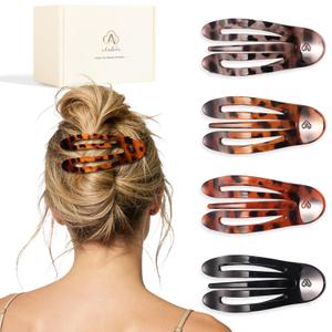Large Flat Hair Claw Clips for Thick Medium Thin Hair for Women, French Duckbill Hairclips, Strong Hold Non Slip Hair Barrettes for Yoga Driving - 4Pcs Tortoiseshell Color
