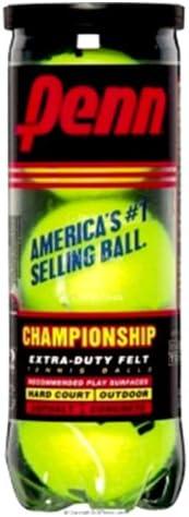 Penn Championship Tennis Balls - Extra Duty Felt Pressurized - 3 Balls (Pack of 3)