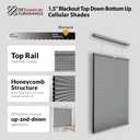 DEZ FURNISHINGS Cordless 1.5" Blackout Top Down Bottom Up Cellular Shade, Energy Saver, 31" W x 60" H, Anchor Gray