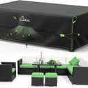 UIRWAY 600D Heavy Duty Outdoor Furniture Covers-Upgraded 5 Layer Tough Oxford fabric Waterproof Patio Table Cover for Table and Chairs with Triple-Layer Windproof Design Fits 128"L × 83"W × 28"H