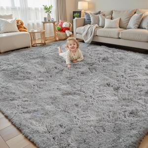 8x10 Area Rugs for Living Room Bedroom Rug, Large Shaggy Soft Plush Furry Bedside Rug, Area Rugs for Home Decor (Light Grey, 8x10 Feet)