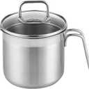 Stainless Steel Saucepan With Glass Lid, Sauce Pan, 2.5 Quart Cooking Pot, Perfect For Boiling Milk, Sauce, Gravies, Pasta, Noodles