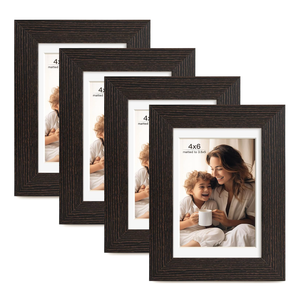 FinalFind 20x24 Picture Frame with Mat for 16x20 Set of 3, Dark Brown Wood Grain 20x24 Frame for Horizontal & Vertical Wall Mounting (3 Pack,Walnut)