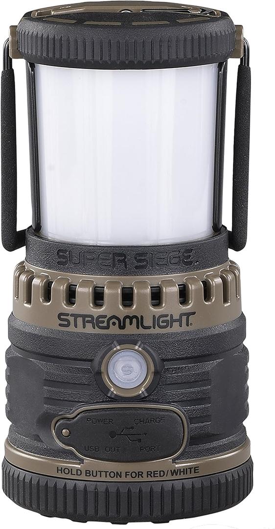 Streamlight 44947 Super Siege 1100-Lumen Rechargeable Lantern with 120-Volt AC Charger, Coyote (Rechargable)