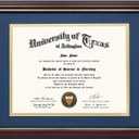 GraduationMall 8.5x11 Diploma Frame with Navy over Gold Mat or Display 11x14 Certificate without Mat,Solid Wood & UV Protection Acrylic,Cherry Finish with Gold Trim