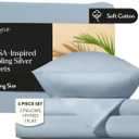Miracle Made Breathable Cotton Bed Sheets, 4-Piece Set  Silver-Treated, Soft and Cool-to-The-Touch Lightweight Bedding Designed for Hot Sleepers  Cali King Size, Sky Blue