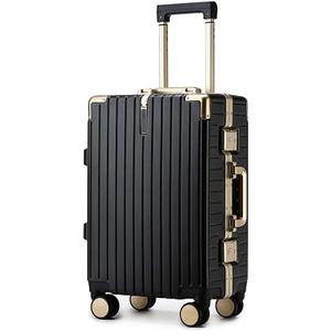 YYW Aluminium Frame PC-Polycarbonate Suitcase Carry On Suitcase, Lightweight Cabin Luggage, PC Hard Shell, Approved by Airlines, TSA Lock, Quiet Wheels (Black,20 inch Cabin)