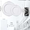 Nervure 350PCS Silver Plastic Dinnerware - White and Silver Disposable Plates for 50 Guests - 100 Disposable Plates, 150 Plastic Silverware, 50 Cups, 50 Napkins for Wedding & Party