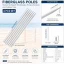 Cinnvoice 6 Pack Fiberglass Fence Posts 1/2'' x 41 Inch White Fiberglass Rods Beach Windscreen Poles Lightweight Privacy Beach Fence Camping Wind Blocker for Patio Lawn Garden Sand Outdoor, No Screen