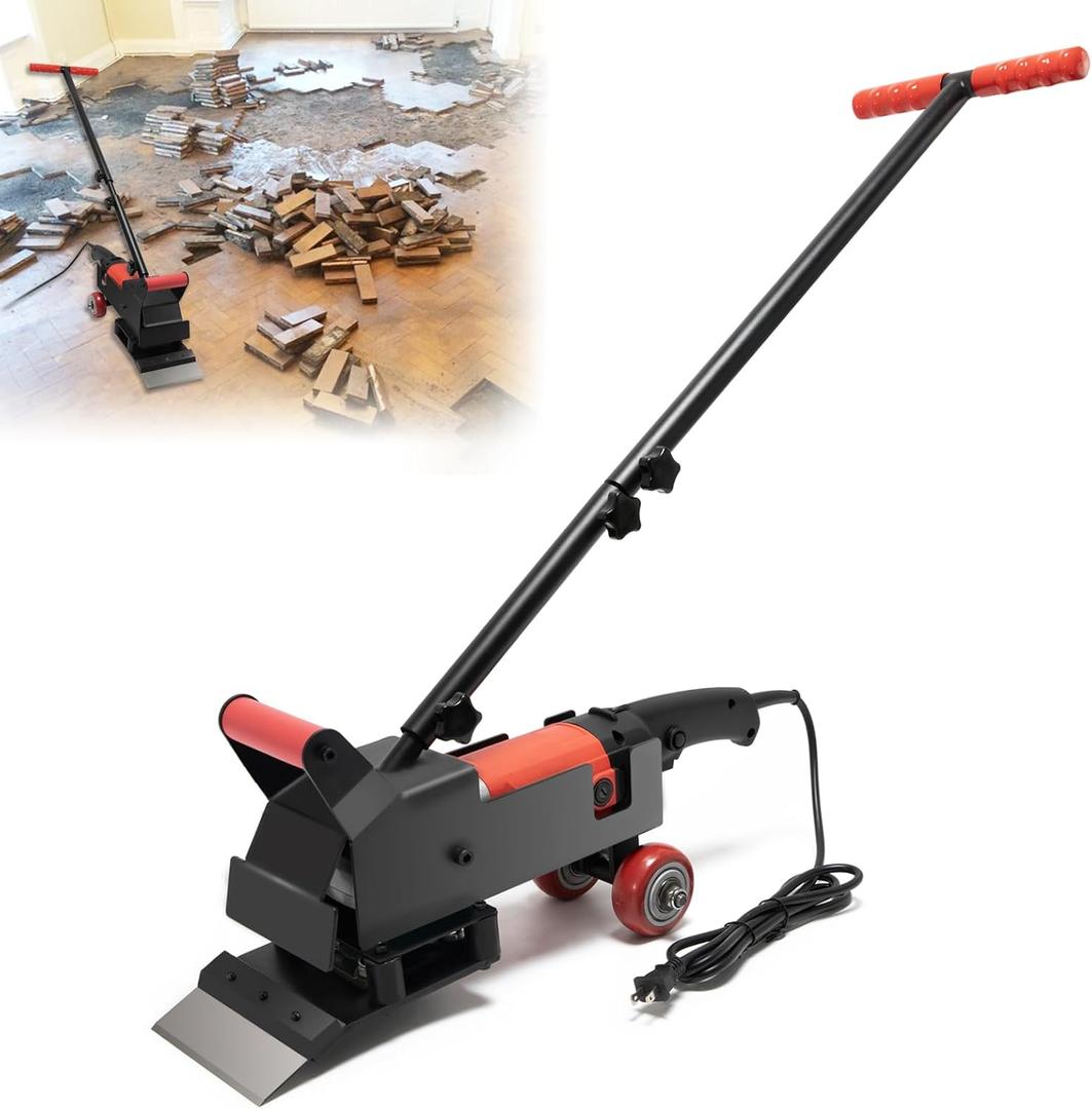 Electric Floor Scraper with 2 Blades, Detachable Handle, High-Powered Motor Suitable for Remove Carpet, Underlay, Vinyl, Glue-Down and Parquet Flooring