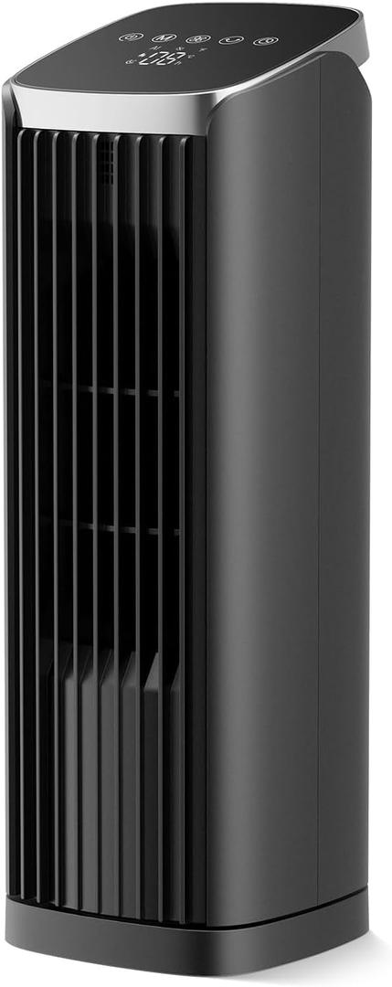 PNTCK 13" Tower Fan for Bedroom, Quiet Desk Fan with Remote, 4 Modes 4 Speeds, 70 Oscillating, 12H Timer, Portable Bladeless Table Fan for Home Desktop Office