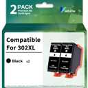 Remanufactured Ink Cartridge Replacement for Epson 302XL 302XL T302XL T302 Black Ink Cartridges for Expression Premium XP-6000 XP-6100 XP6000 XP6100 Printer (Black Only, 2 Pack)
