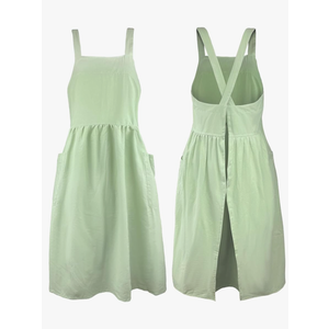Uaussi Cotton Linen Apron Cross Back Work Apron for Women with Pockets Pinafore Dress X Cross Halter Apron for Chef Gardening