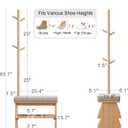 Coat Rack with Shoe Storage,Shoe Rack whit 8 Hook for Offices、Bedroom、Living Room,Small Shoe Bench, Natural