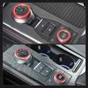 LECART Car Interior Accessories Fit for Ford Explorer 2024 2023 2022 2021 2020 PRND Shift Knob & Drive Mode Knob Covers Auto Decoration Stylish Metal Decal Decor Trims Red 2Pcs
