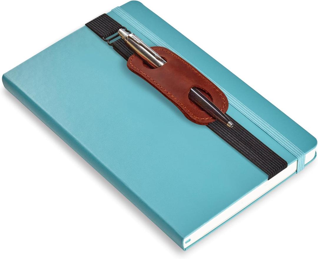 MAKYN Small Leather Adjustable Pen Holder for Journals, Notebooks, Planners, Books, Pencil Sleeve Case Pouch, Elastic Pen Holder for Notebook, Soft Fountain Pen Case (Cognac)