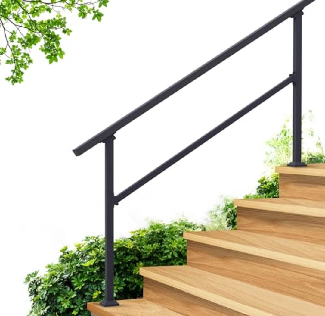 CHR Fence & Rail Hand Rails for Outdoor Steps, 5 Step Handrail & Indoor Stair Railing Kit, Railings for Outdoor Steps and Hand Rails for Seniors for Porch Railing & Deck Hand Rail, 4 to 5 Steps
