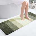 OLANLY Bathroom Runner Rugs Mat 47x17, Extra Soft Absorbent Microfiber Bath Rugs, Rubber Backing, Quick Dry, Washable Long Bath Mats for Bathroom, Tub and Shower, Home Decor Accessories, Dark Green