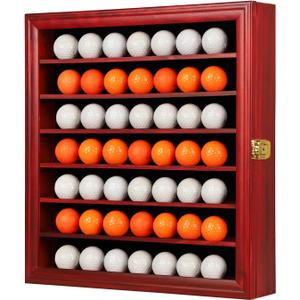 KCRasan Golf Ball Display Case - Wall Mounted Holder with Glass Door, Ideal Gift for Golf Enthusiasts