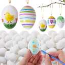 AmazingSpark 120 Pcs Easter Hanging White Eggs for Decorating, Fake Plastic Easter Eggs for DIY Crafts Dyeable Painting Easters Gift Basket Fillers Party Favor