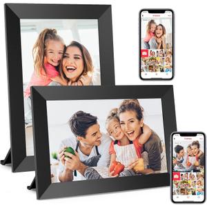 BIGASUO Digital Picture Frame, 10.1" Frameo Digital Frame WiFi with 32GB Memory, 1280x800 IPS Touch Screen, Send Photos/Videos from Your Phone Anywhere, Photo Gifts for Parents and Grandparents 2 Pack