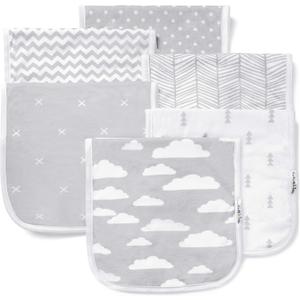 Burp Cloths for Baby Girl - Ultra Absorbent Burping Rags - Anti Shrink Unisex Burpy Clothes - Super Soft Jersey Cotton, Large 21"x10" - Thick for Newborn Cloth Diapers - 6 Pack by Baebae Goods (Grey Clouds)