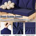 Patelai 11 Pcs Waterproof Patio Cushion Covers for Outdoor Sectional Furniture Wicker Rattan Patio Sofa Couch Chair Seat Pillow Slipcovers, 3 Sizes Covers Only (25.4 x 25.4X 3.54,Blue)