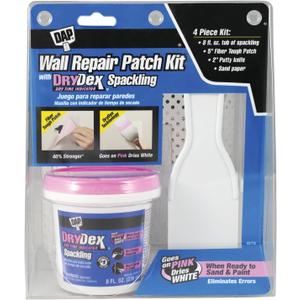 DAP DryDex Spackling Wall Repair Patch Kit, with Pink/White Dry Time Indicator, 8 Oz (7079812345)
