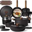 CAROTE 33pcs Pots and Pans Set Non Stick, Detachable Handle Cookware Set | Induction Compatible, Dishwasher & Oven Safe, Space Saving, for Camping/RV/Traveling, Kitchen Cooking Set, Black