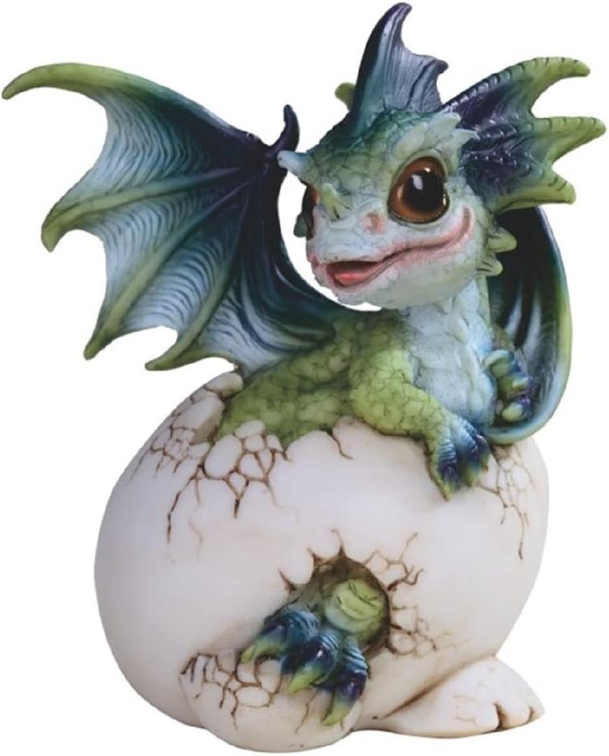 ICE ARMOR 5" H Green and Blue Dragon Baby in Egg Statue Fantasy Decoration Figurine