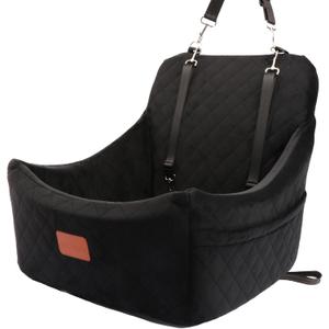 WOOAIDAGG Dog Car Seat for Medium Sized Dog,Pet Travel Car Bed with Seat Belt Channle,Fully Detachable and Washable Car Dog Seat with Adjustable Straps,3 Straps Easy to Install (Black)