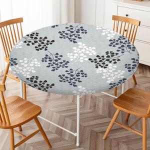 FUANGUI Round Tablecloth Stretch Round Fitted Tablecloth with Elastic Spandex Table Cloth Round Cover Washable Dining Table Protector for Indoor Outdoor Round Dining Table (40-44 Inces, 06)