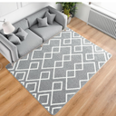Toneed Geometric Area Rugs Memory Foam Carpet, 4 x 6 Feet Gray Washable Shag Rug Modern Low Pile Moroccan Rug for Bedroom Living Room Dorm Nursery Kids Room Home Decor