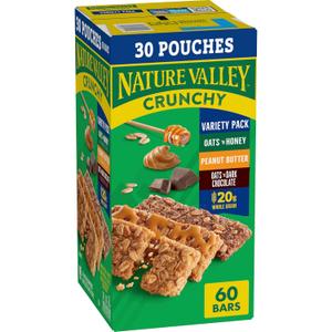 Nature Valley Crunchy Granola Bars, Value Pack, 60 Bars, 44.7 OZ Count (30 Pouches) BB Date: 09/12/26