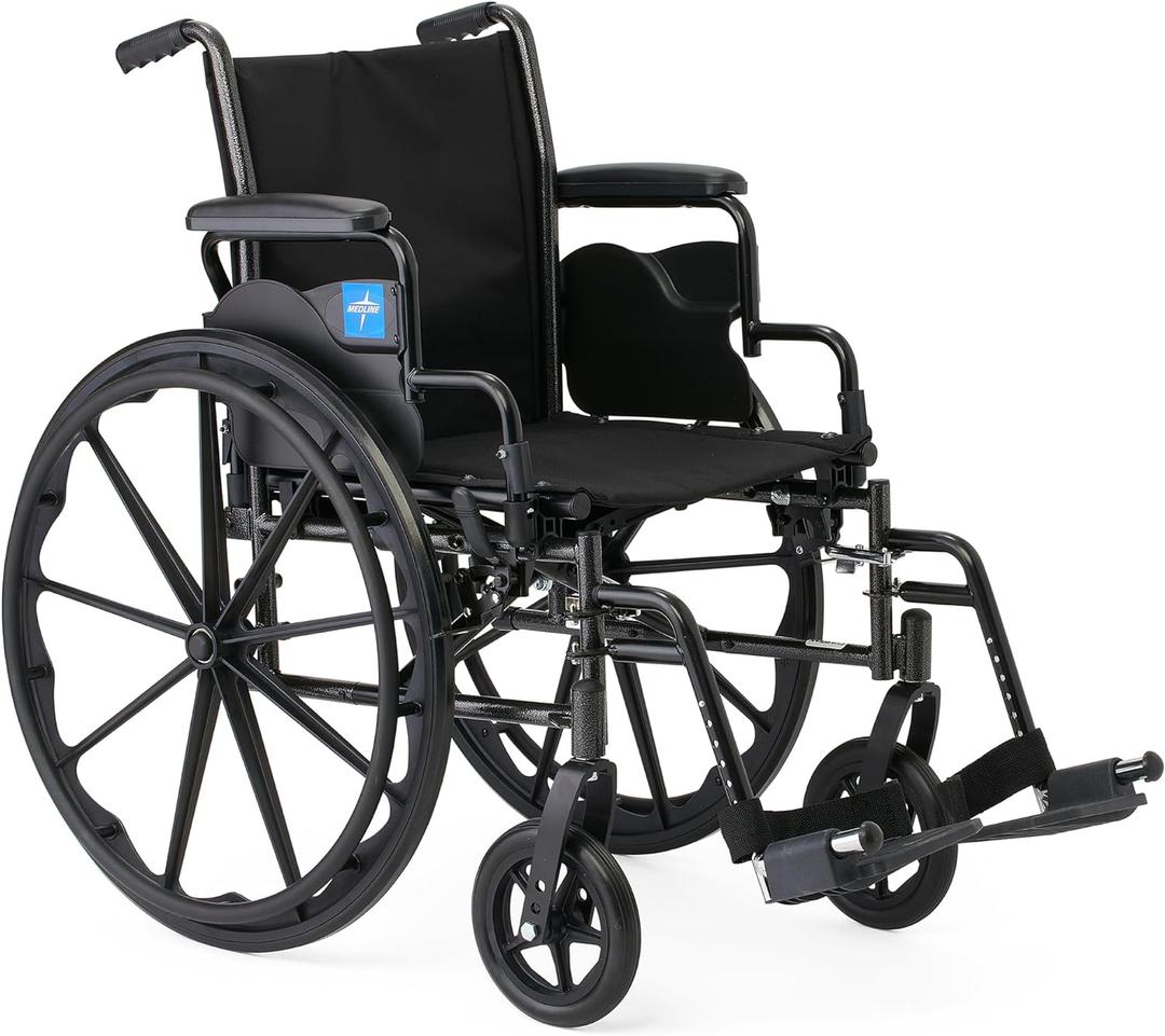 Medline 16 Height Adjustable K3 Wheelchair with Swing-Back Desk-Length Arms & Swing-Away Footrests, 300 lbs. Capacity Transport Aid, Adults & Seniors