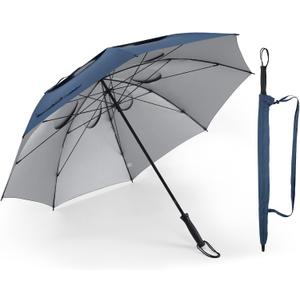 Storm Proof Golf Sports Umbrella - 62 Inch Large Size Sturdy Umbrella with UV Protection, Resists Up to 55 MPH Wind for Men and Women (Dark Blue)