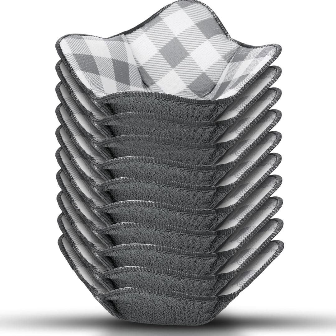 Geiserailie 10 Pcs Hot Bowl Holder Microwave Safe Bowl Cozy Multipurpose Heat Proof Plate Holder to Prevent Hand from Heat and Maintain Food Warm(Grey) (Gray)