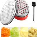 Cheese Grater with Container and Lid, Stainless Steel Box Grater with Storage Container, Grater with 2 Coarse and Fine Grater Plates, Kitchen Grater for Vegetable Cheese Chocolate Ginger (Red)