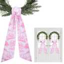 Pink French Toile Wreath Sash - 2 Pcs Sashes for Wreath Front Door Baby Shower Wedding, Rustic Wreaths Sash for Embroidery Monogram Garland Indoor Outdoor