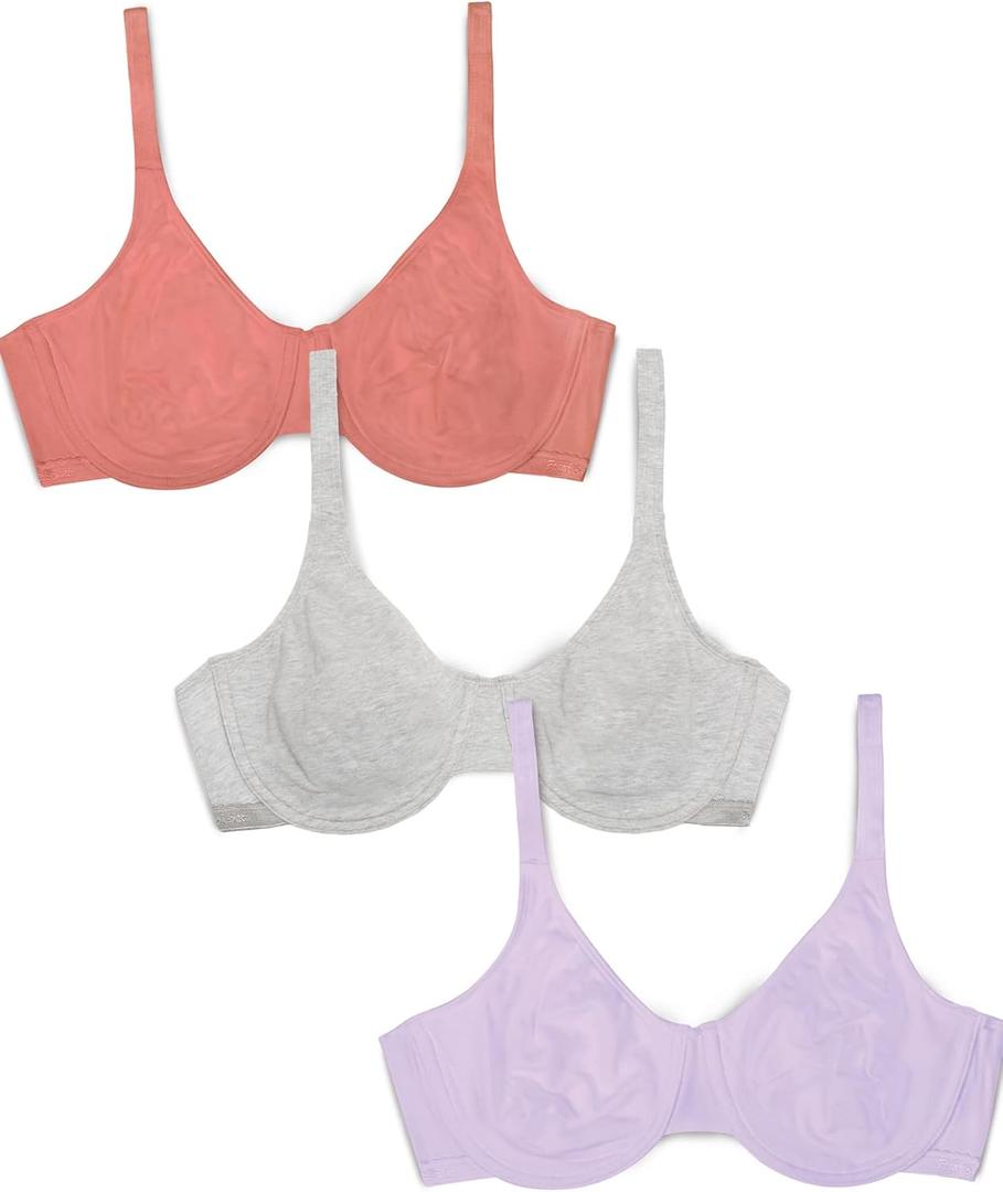 Fruit of the Loom Women's Multi-Pack Unlined Underwire Cotton Bra (36C)