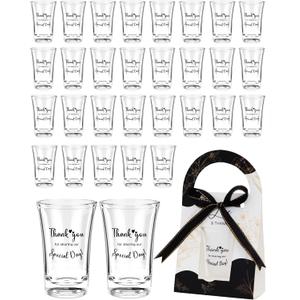 Wedding Favors for Guests-50 Sets wedding party favor bulk Acrylic Clear Shot Glasses,Plastic Glasses Wedding Thank You Gifts with Treat Boxes for Bridal Shower Friends Family Guests