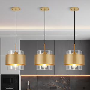 9.8" Modern Pendant Lights Kitchen Island, Hanging Light Fixtures with Durable Metal Shades, Adjustable Pendant Lights for Kitchen Island Bedroom Hallway, 3 Pack