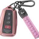 For Toyota Key Fob Cover with Leather Keychain Soft TPU Key Shell Case,For 2018-2025 Prius Highlander Camry Rav4