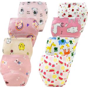 Upairy Training Pants for Girls Boys,Toddler Potty Training Underwear,Leakproof Reusable Kid Confident Panties,Children's Potty Underwear 100% Cotton for 2T-6T(8PCS,L)