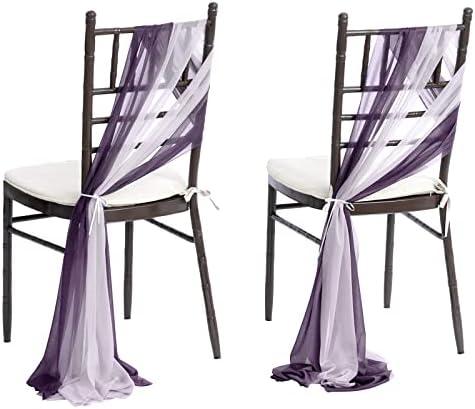 Ling's Moment Wedding Chiffon Chair Sashes Cover Aisle Decorations Draping Fabric Wrinkle-Free With Tie 16pcs Purple Pale Lavender for Party Ceremony Reception Floral Arrangement Banquet Outdoor Decor