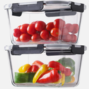 2 PCS Lids
2 PCS of 1800 ml Rectangle Glass Container, 63oz/8cup