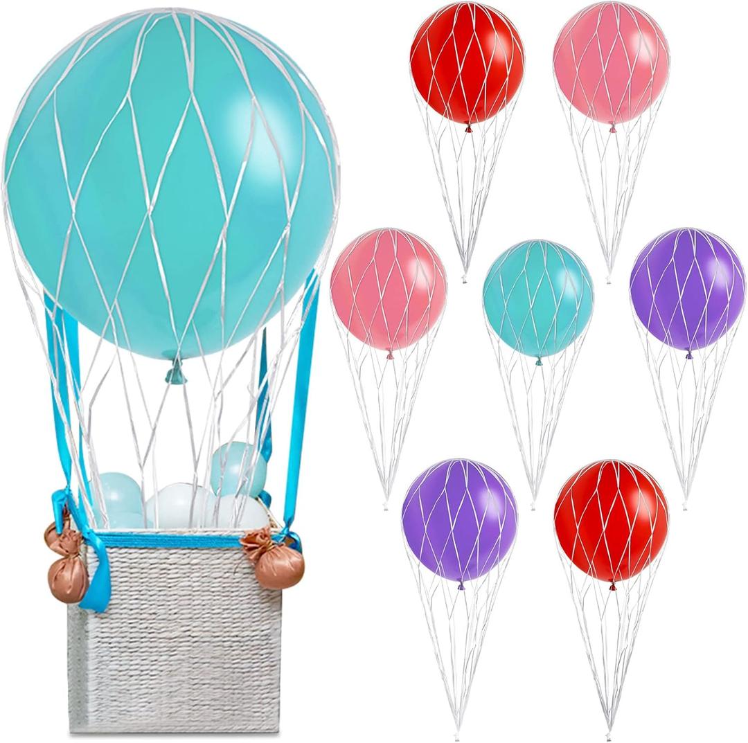Deekin 4 Pcs Hot Air Balloons Net 36'' Hot Air Balloon Drop Net for Ceiling Release Photo Props Baby Shower Wedding Birthday Party