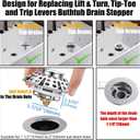 Anlige Bathtub Drain Stopper, Pop Up Tub Stopper with Drain Hair Catcher, Bathtub Plug and Cover with Strainer, Universal for 1.5 to 1.8in Tub Drain Hole