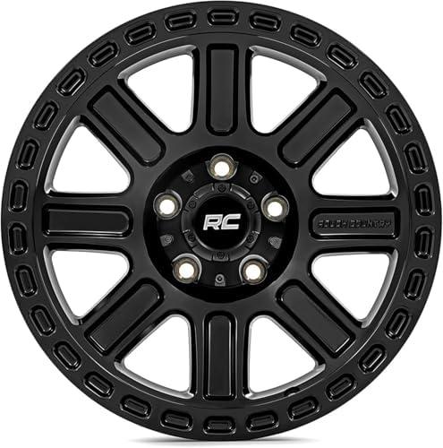 Rough Country 84 Series Wheel - 17 x 8.5, 6x5.5" Bolt Pattern, +0mm Offset, Gloss Black, 8-Spoke, Rugged One-Piece Aluminum Rim with Black Center Cap